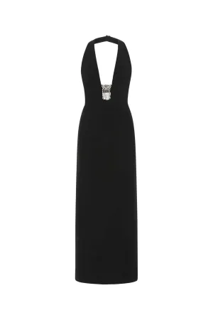 Saint Laurent Embellished Cut-Out Halterneck Dress