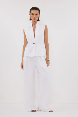 SELAH WHITE LINEN SLEEVELESS VEST