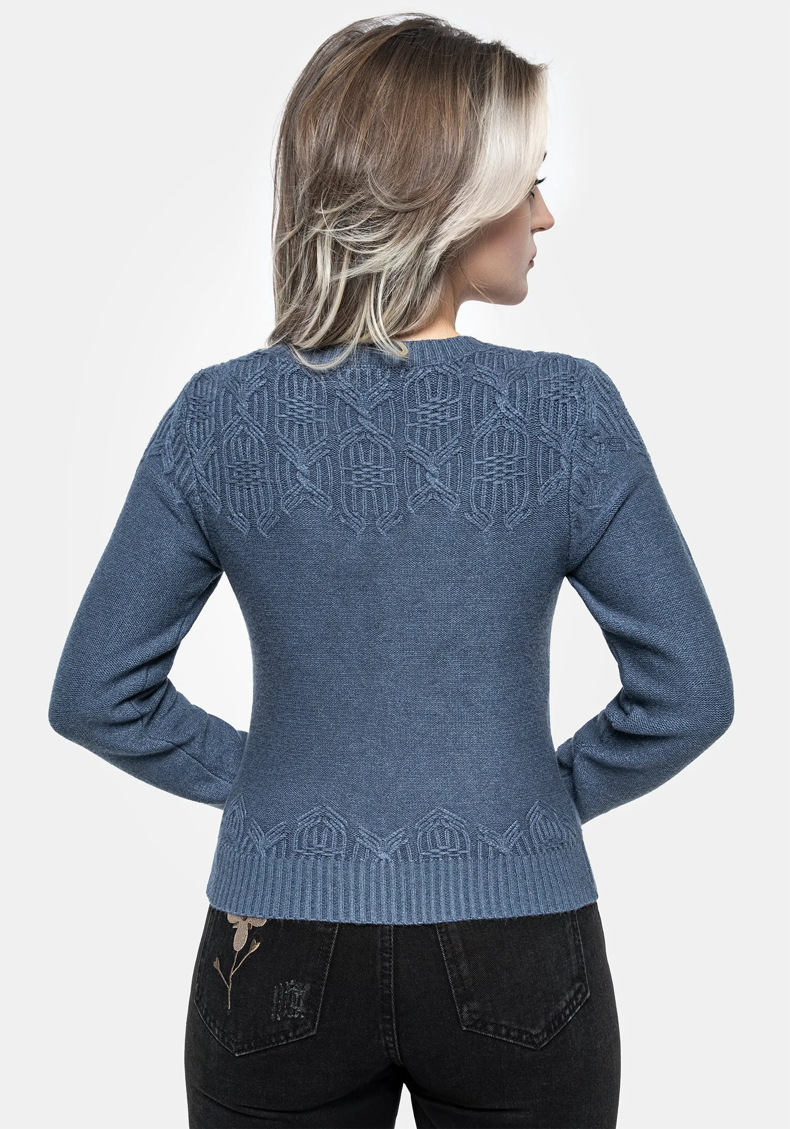 Selenia Moth Embroidered Cable Twist Knit Cardigan