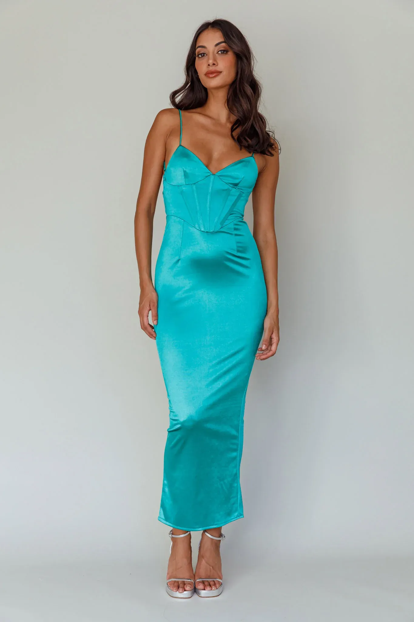 Seraya Lace-Up Back Dress Green