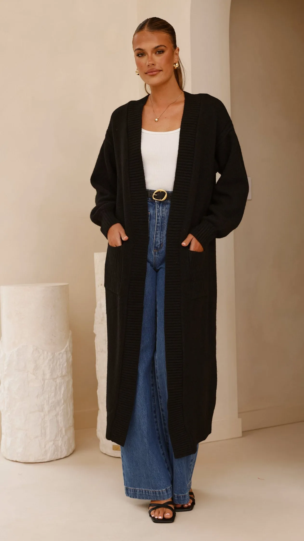 Sheera Longline Knit Cardigan - Black
