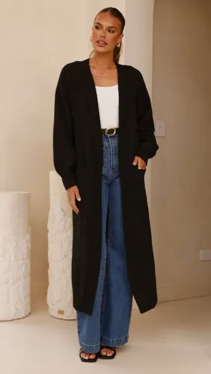 Sheera Longline Knit Cardigan - Black
