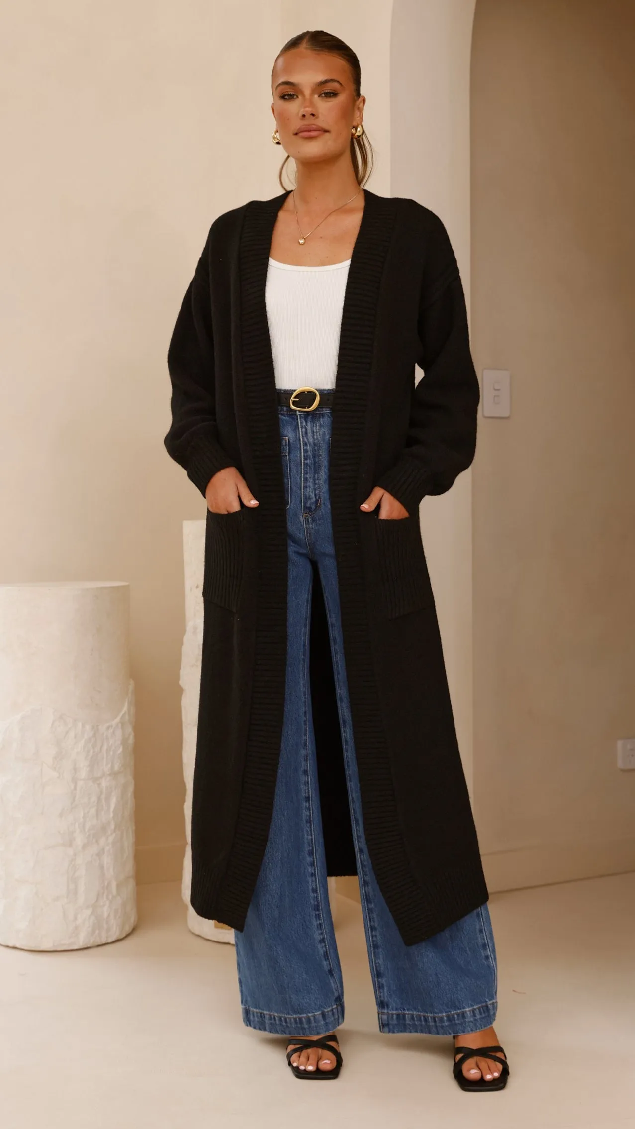 Sheera Longline Knit Cardigan - Black