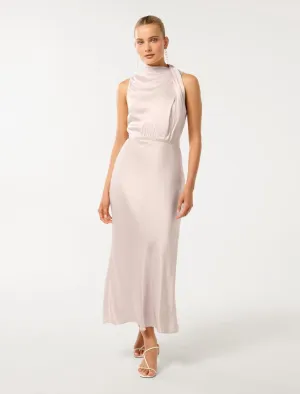 Sienna High Neck Satin Maxi Dress