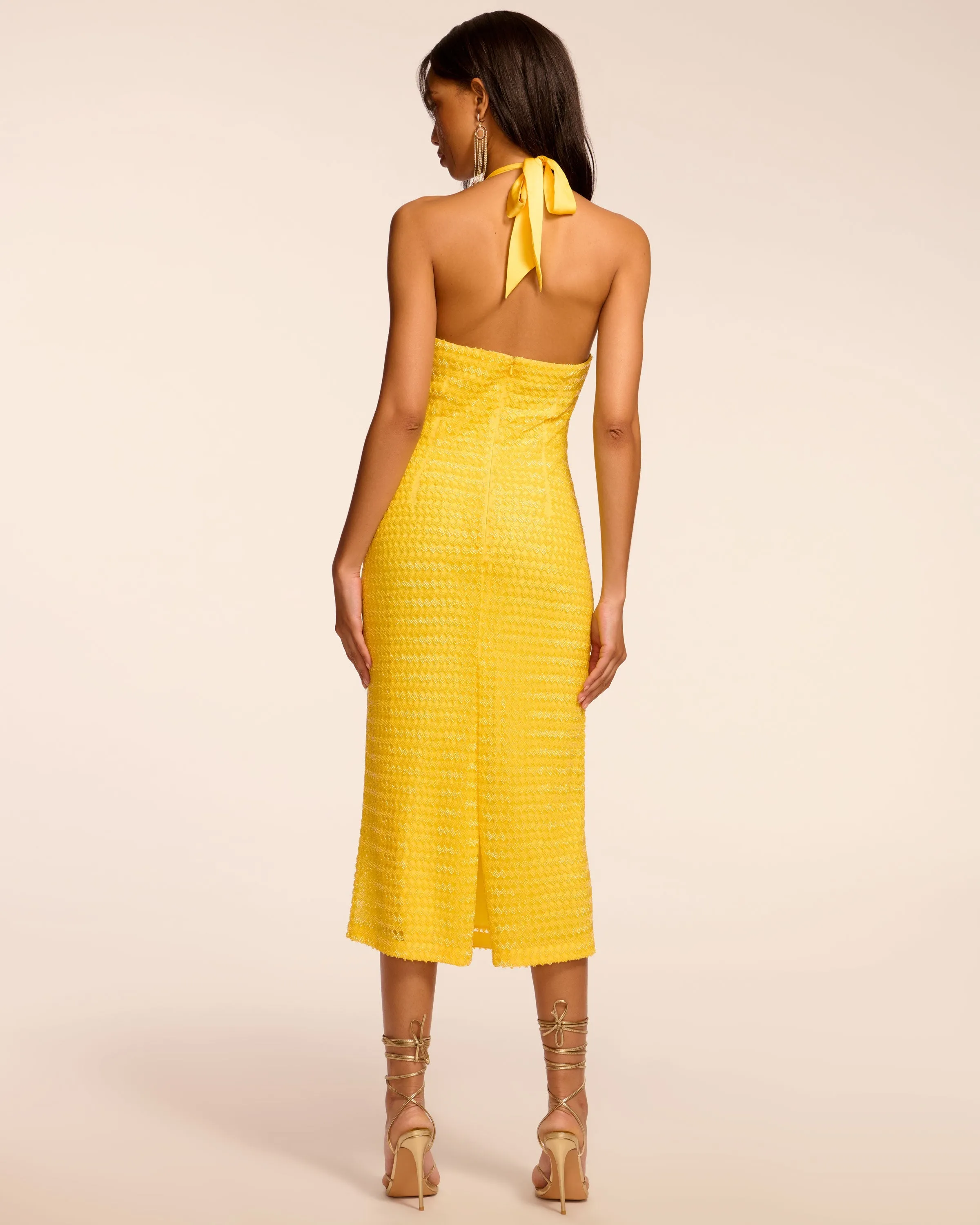 Sloan Beaded Halter Midi Dress