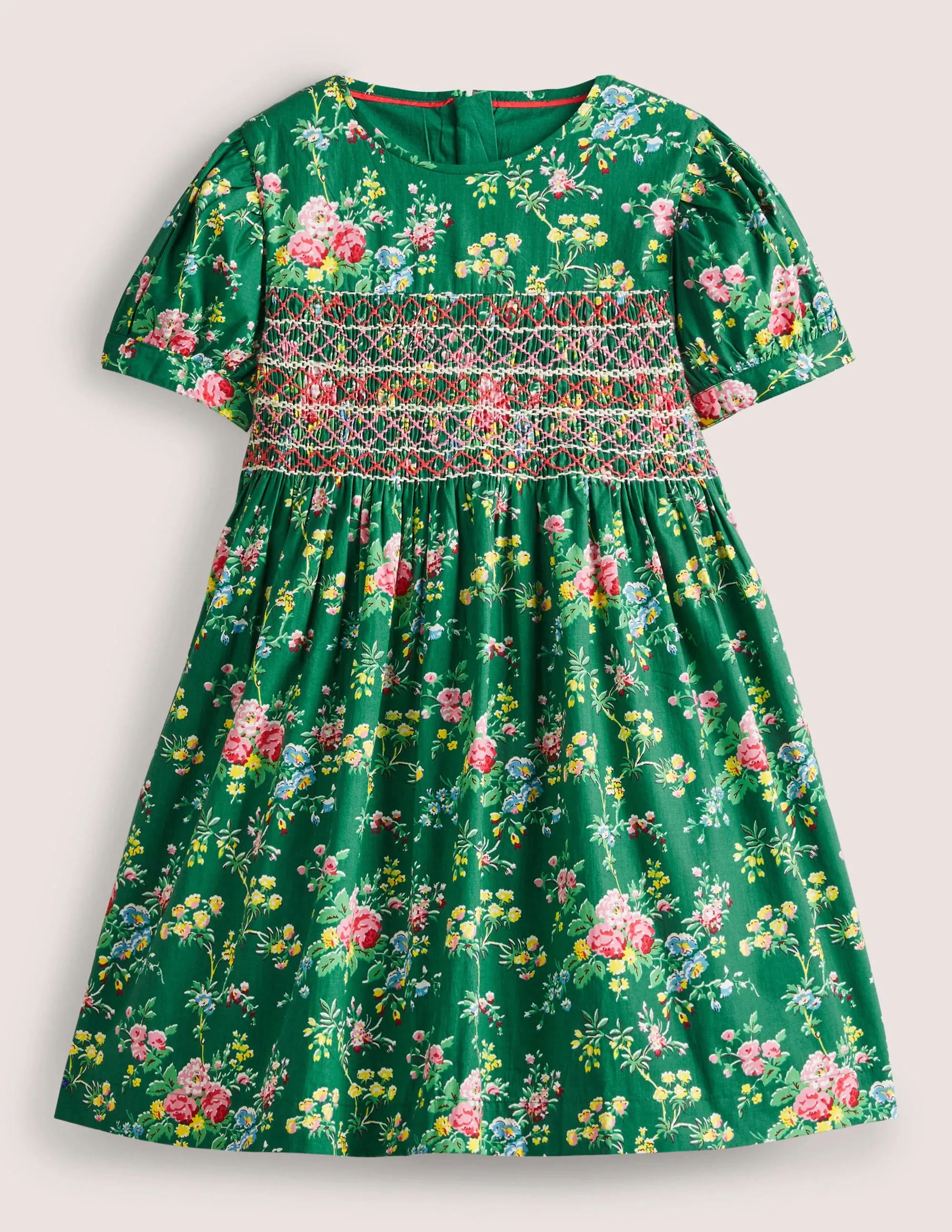 Smocked Dress-Shady Glade Green Floral