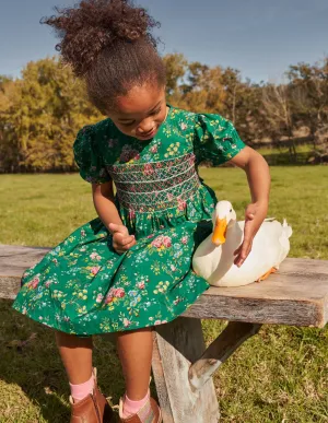 Smocked Dress-Shady Glade Green Floral