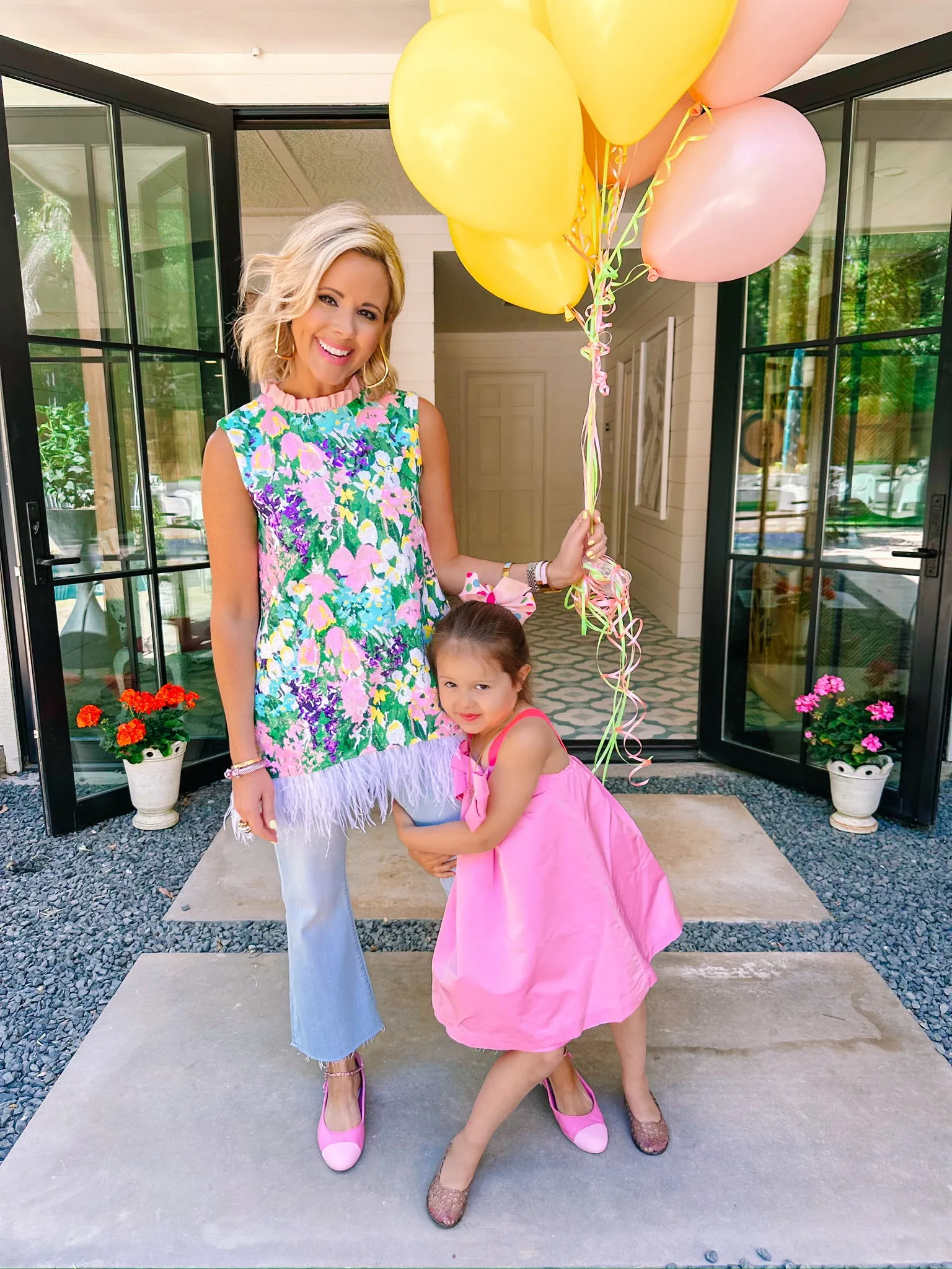 SPARKLING BLOSSOMS FEATHER TUNIC TOP