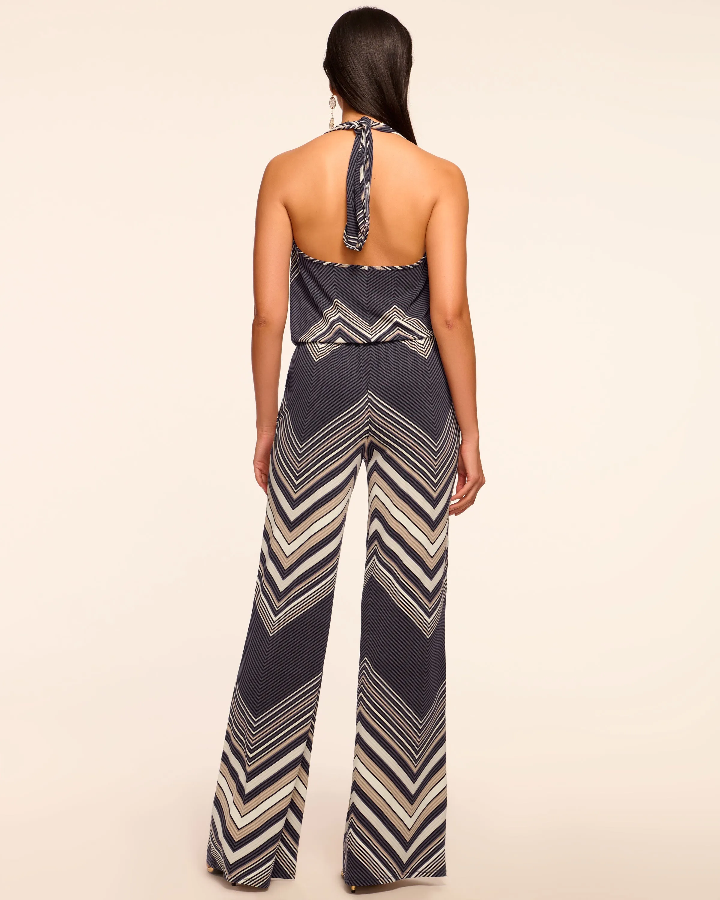 Stephanie Chevron Knit Halter Jumpsuit