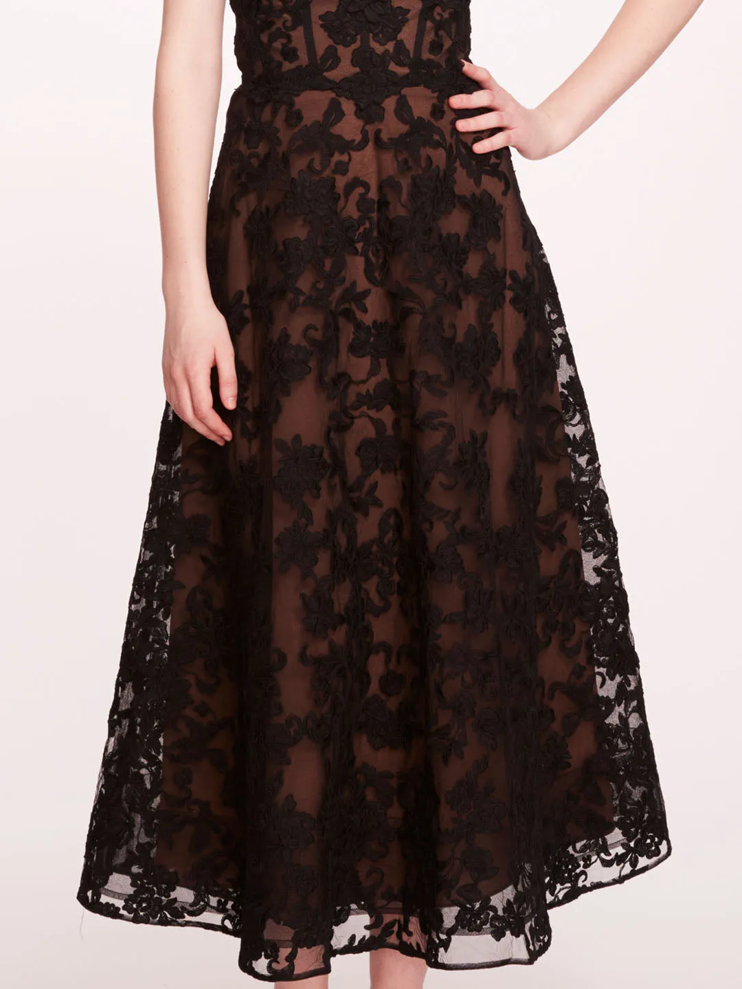 Strapless Corded Midi Dress