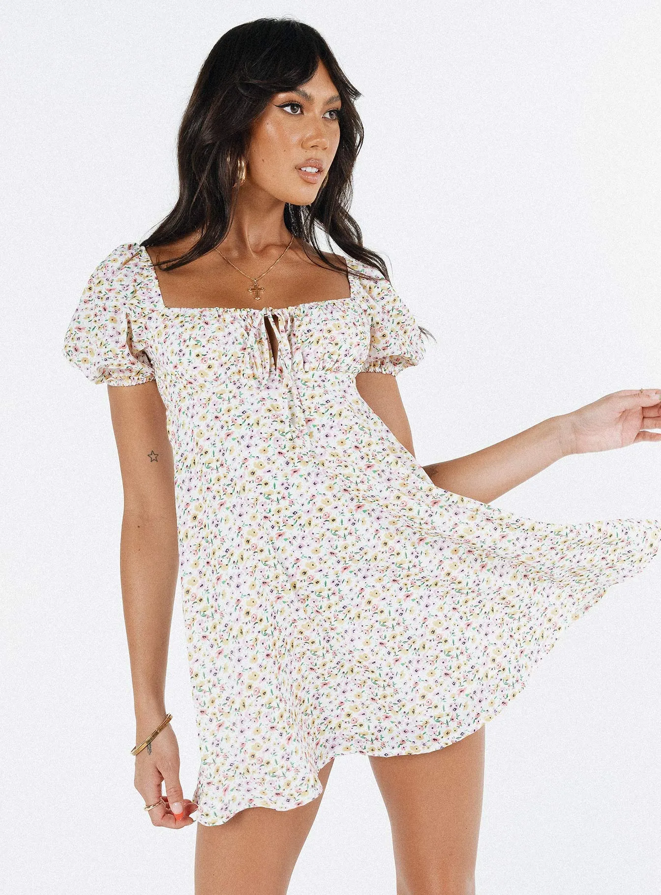Sudarso Mini Dress Yellow Floral