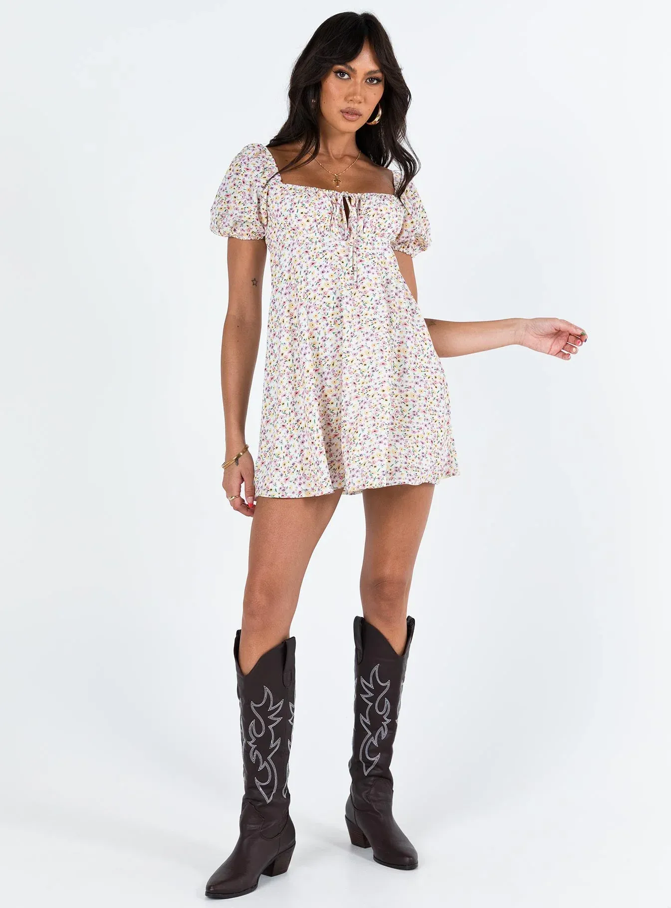 Sudarso Mini Dress Yellow Floral