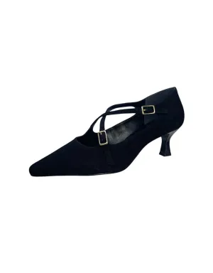Sunny Suede Black Kitten Heel