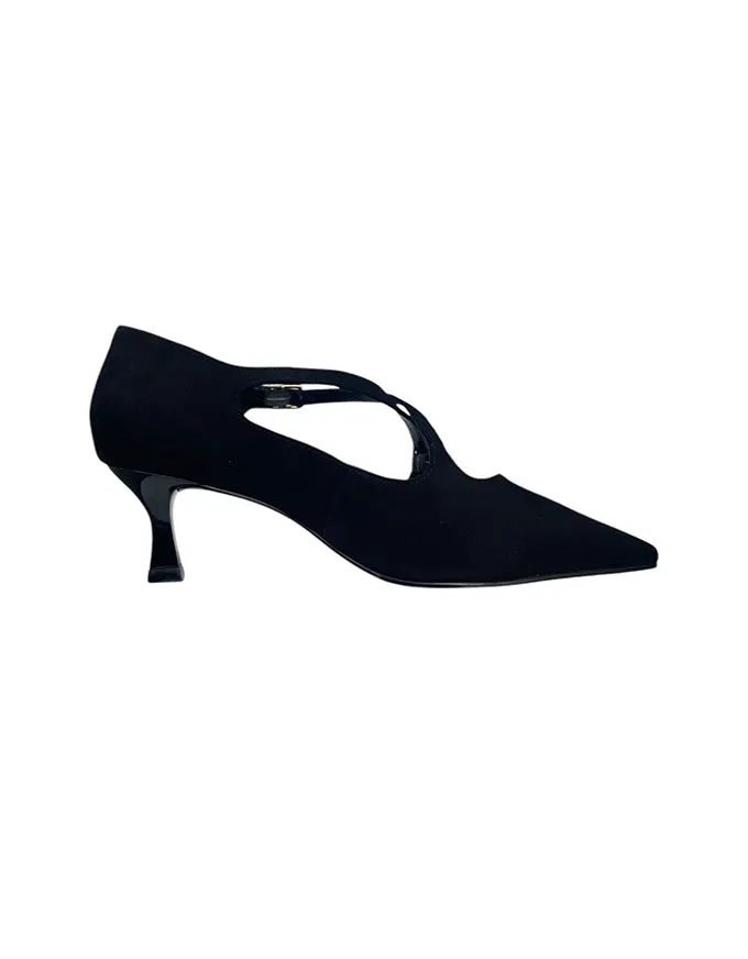 Sunny Suede Black Kitten Heel