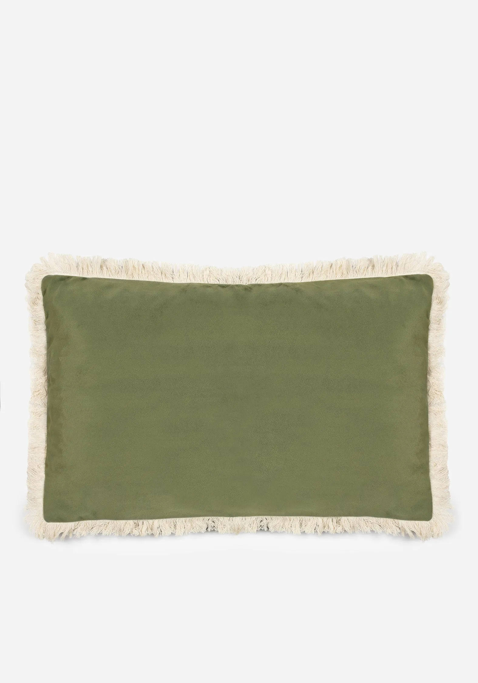 Swamplife Embroidered Velour Rectangle Fringe Cushion