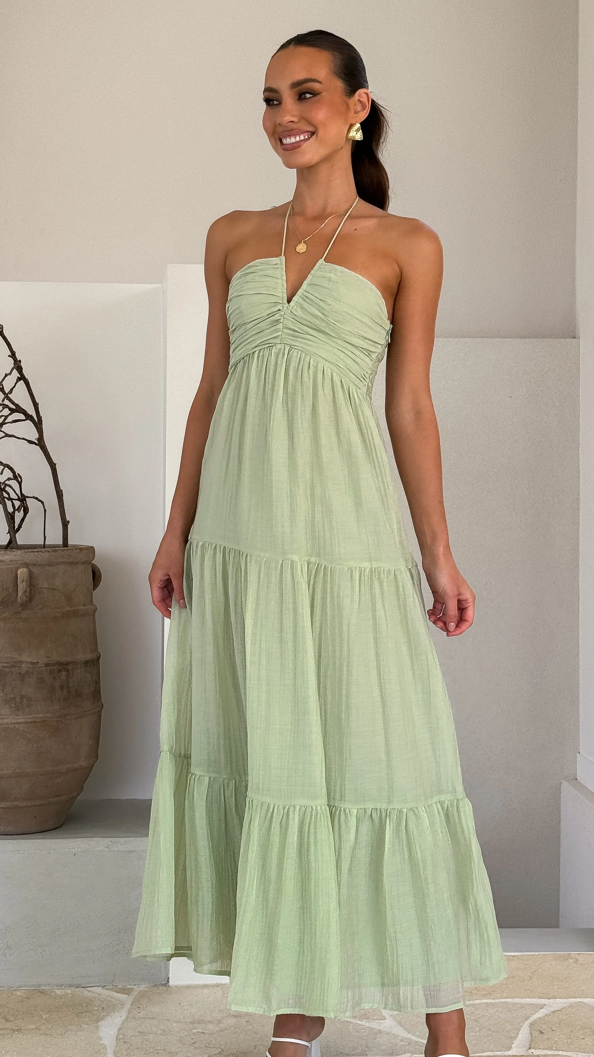 Taffeta Maxi Dress - Sage