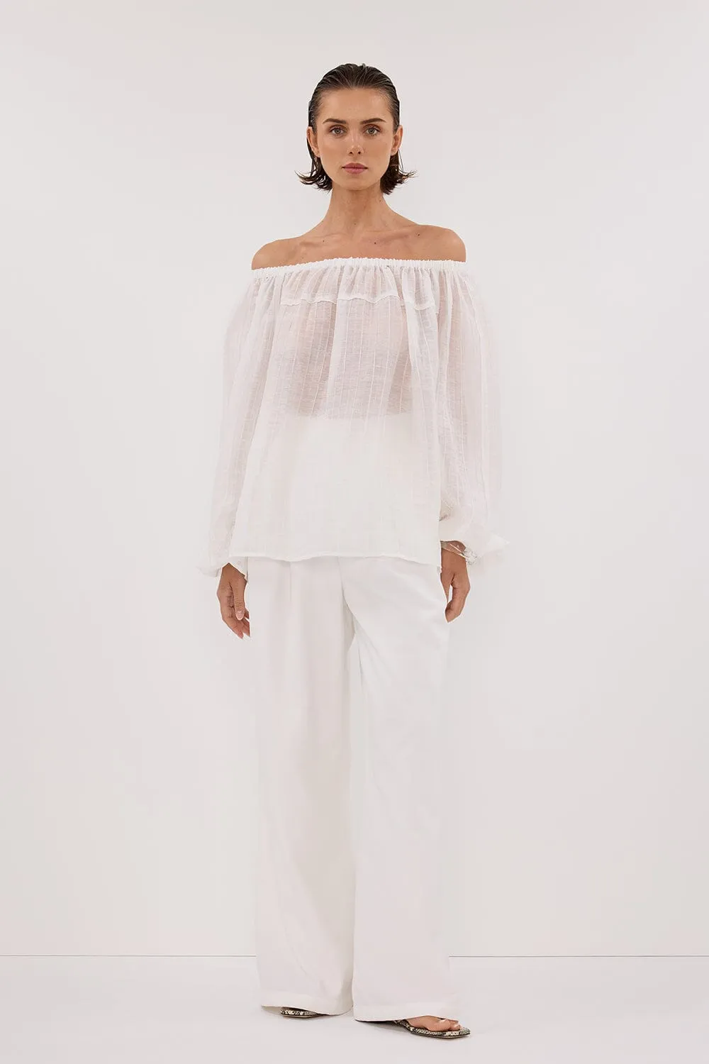 TAHITI WHITE LONG SLEEVE TOP