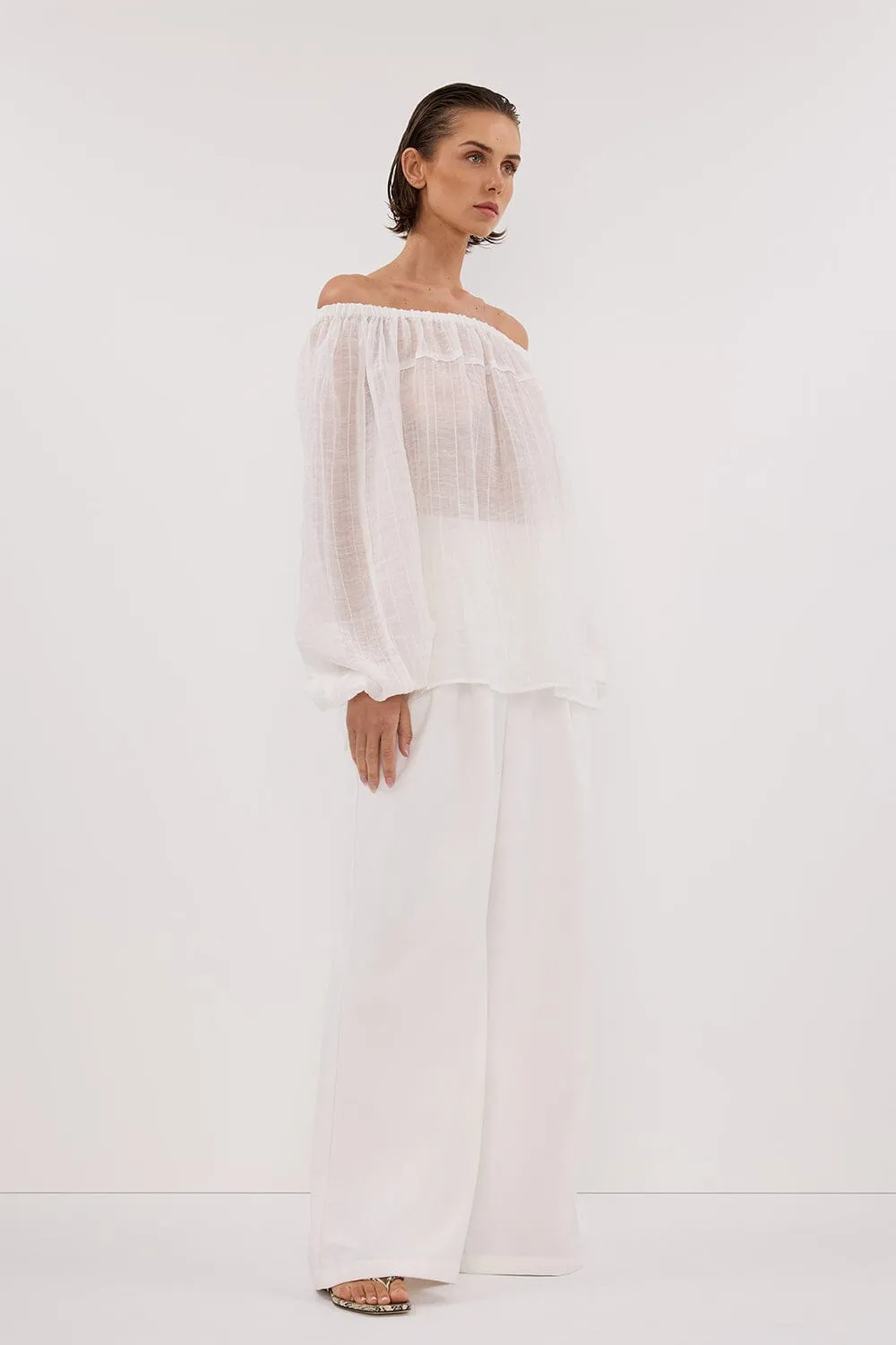 TAHITI WHITE LONG SLEEVE TOP