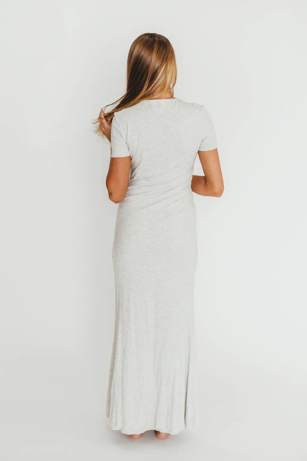 The Charlie Ribbed Maxi Dress in Light Heather Grey -Bump Friendly- PRE-ORDER