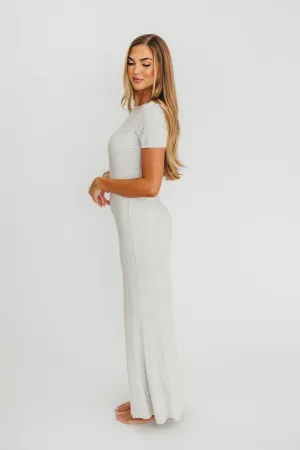 The Charlie Ribbed Maxi Dress in Light Heather Grey -Bump Friendly- PRE-ORDER