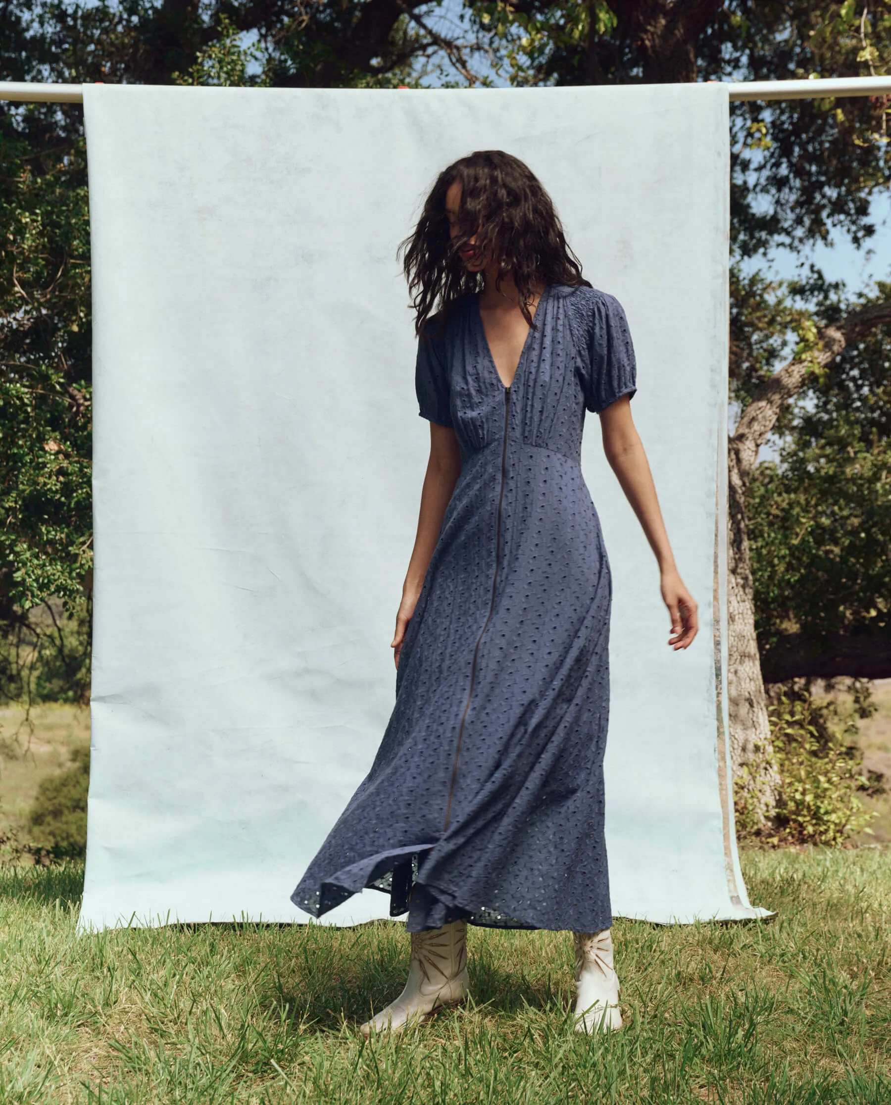 The Veranda Dress. -- Riverside Blue
