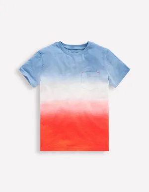 Tie Dye T-Shirt-Glacier Blue and Sunset Orange