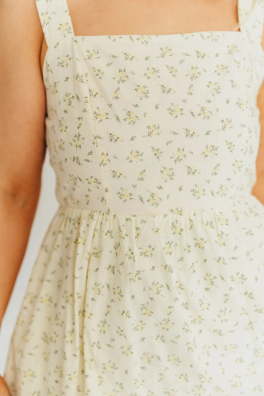 Tinsley 100% Cotton Midi Dress in Cream Floral