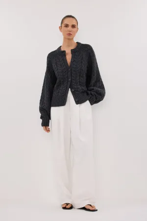 TOM CHARCOAL CABLE KNIT CARDIGAN