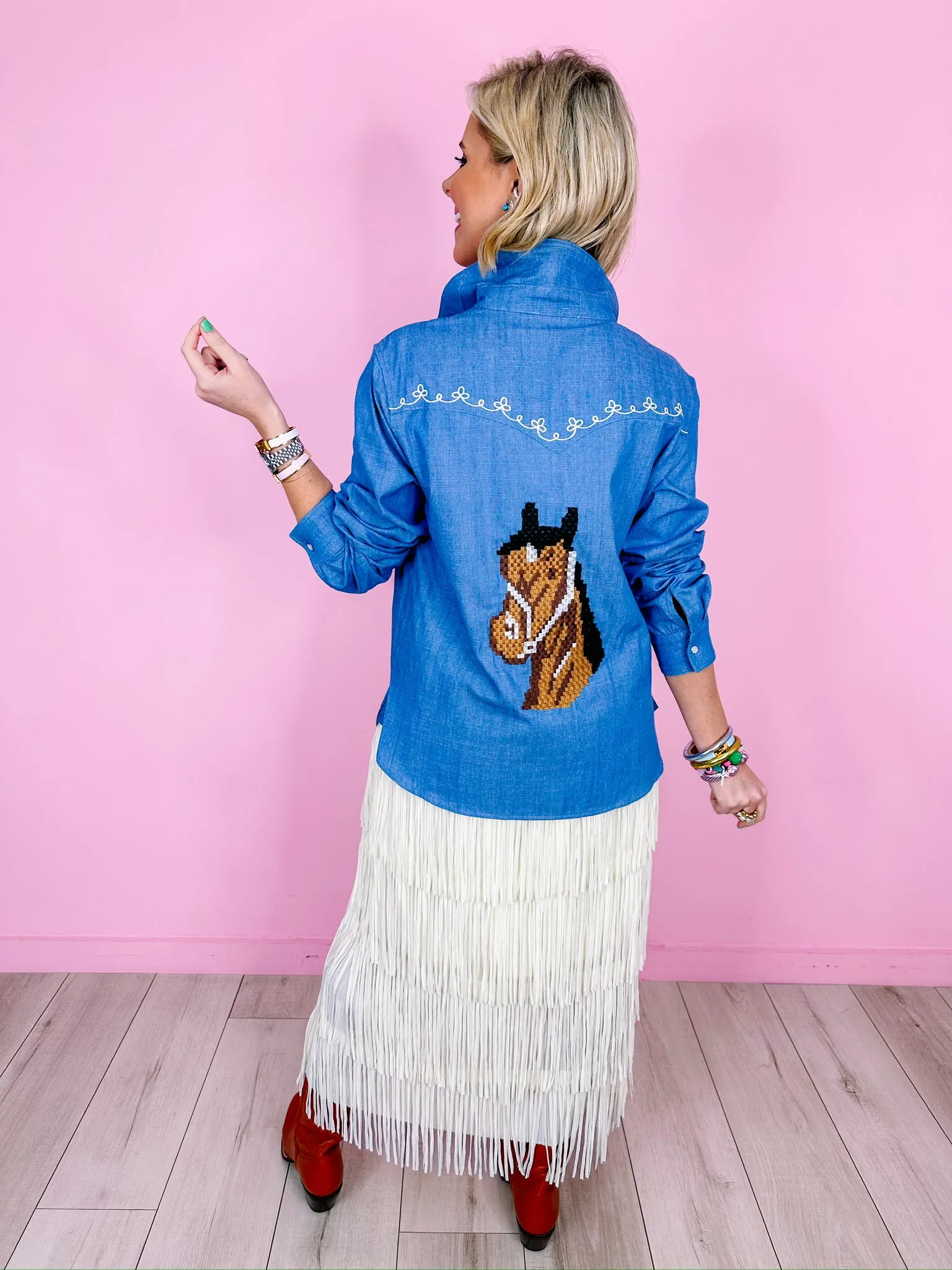 TOP TIER FRINGE MIDI SKIRT - IVORY