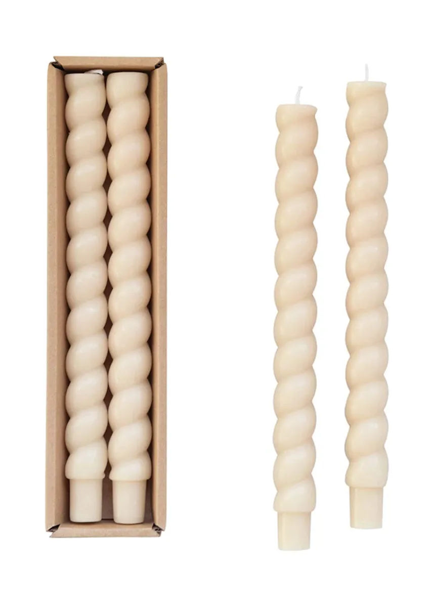 Twisted Taper Candles - Cream