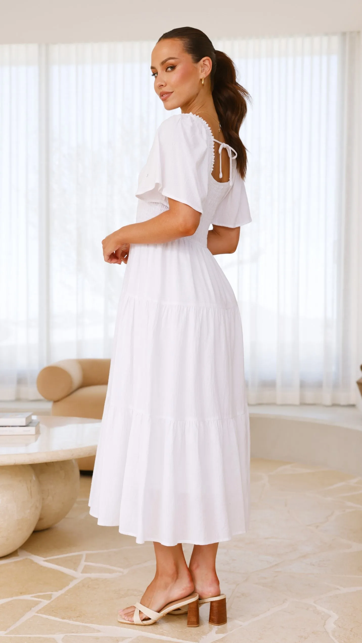 Tyra Midi Dress - White