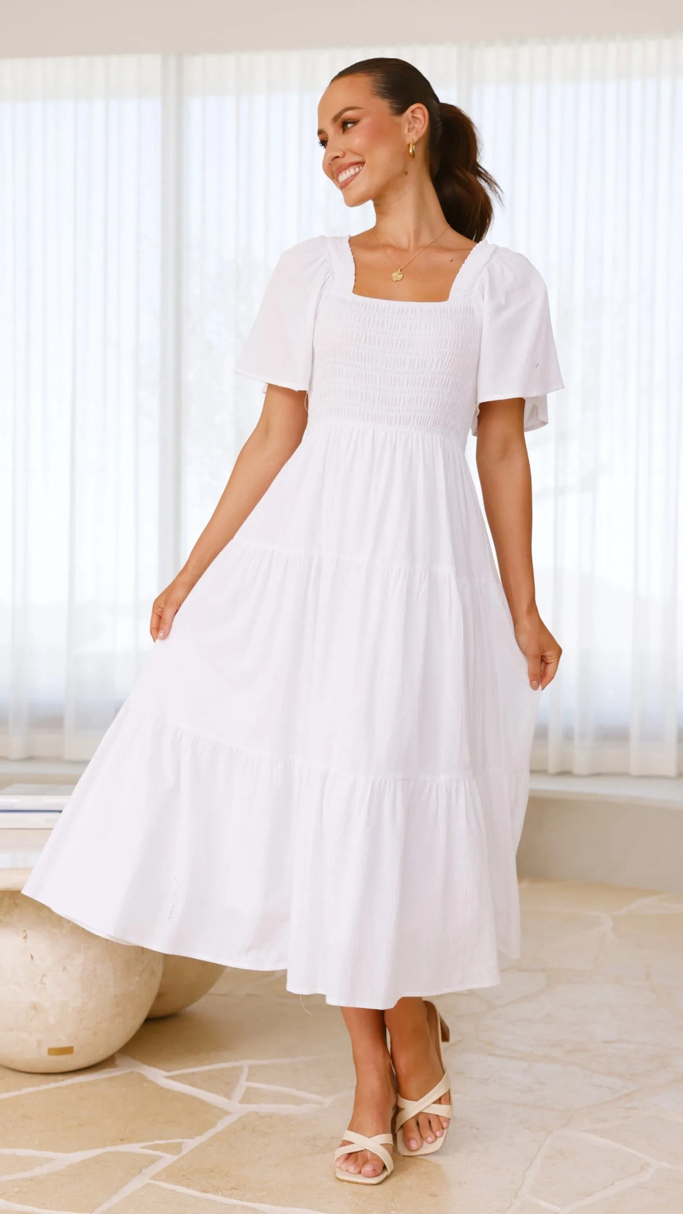 Tyra Midi Dress - White