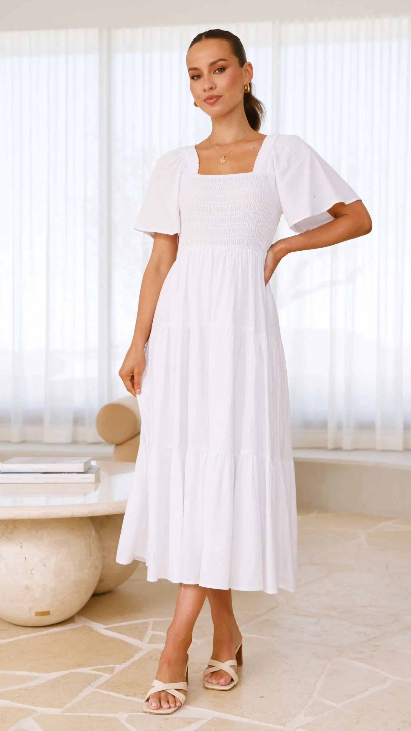 Tyra Midi Dress - White