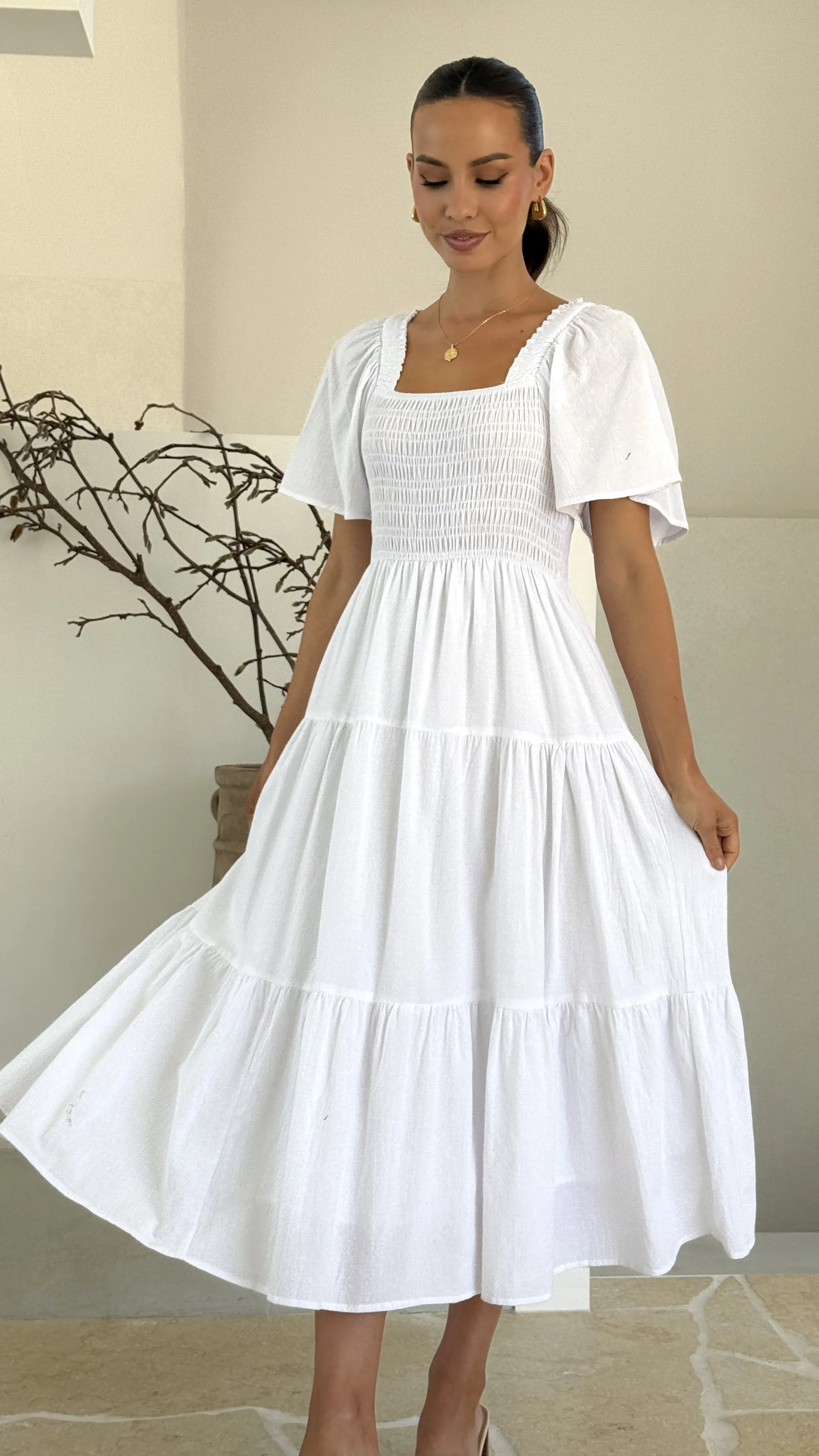 Tyra Midi Dress - White
