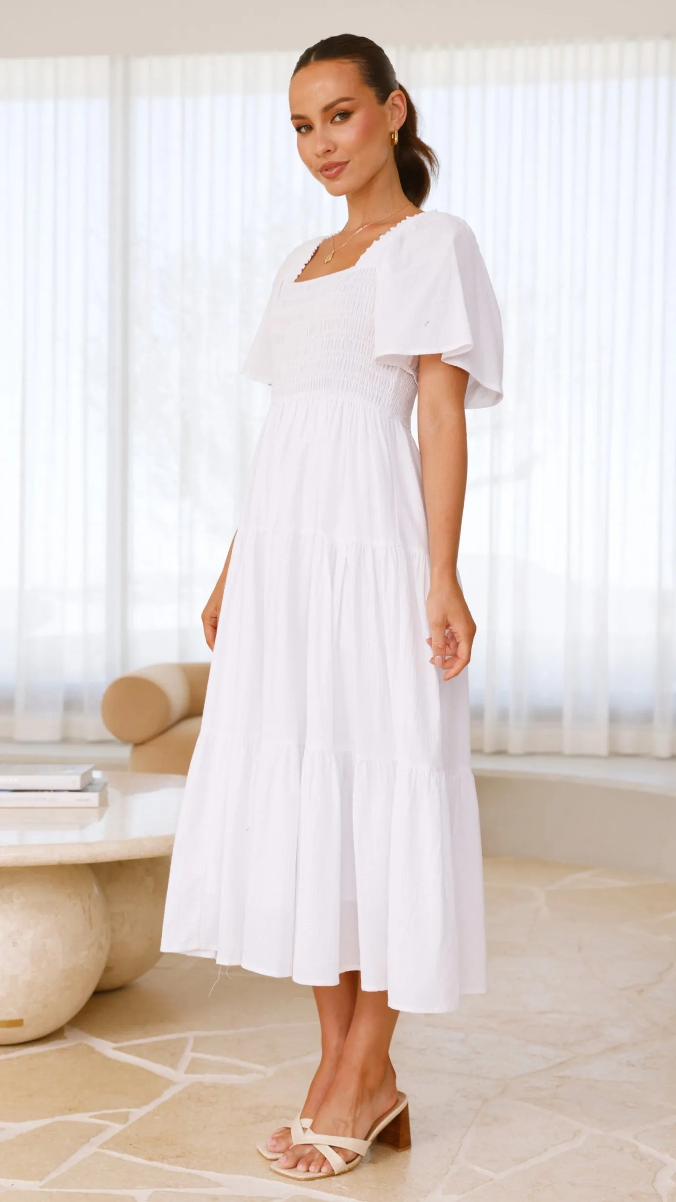 Tyra Midi Dress - White
