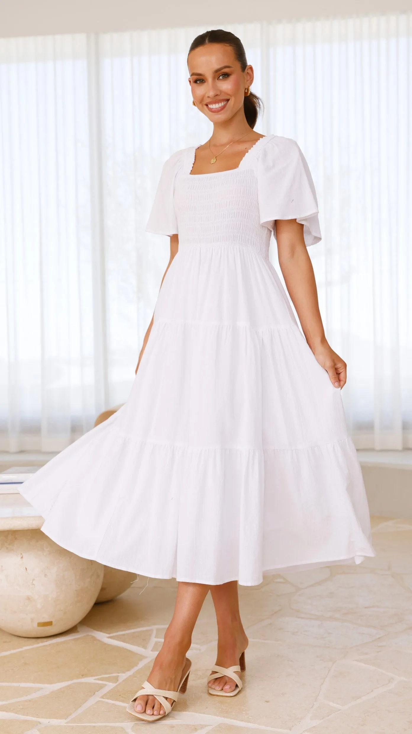 Tyra Midi Dress - White