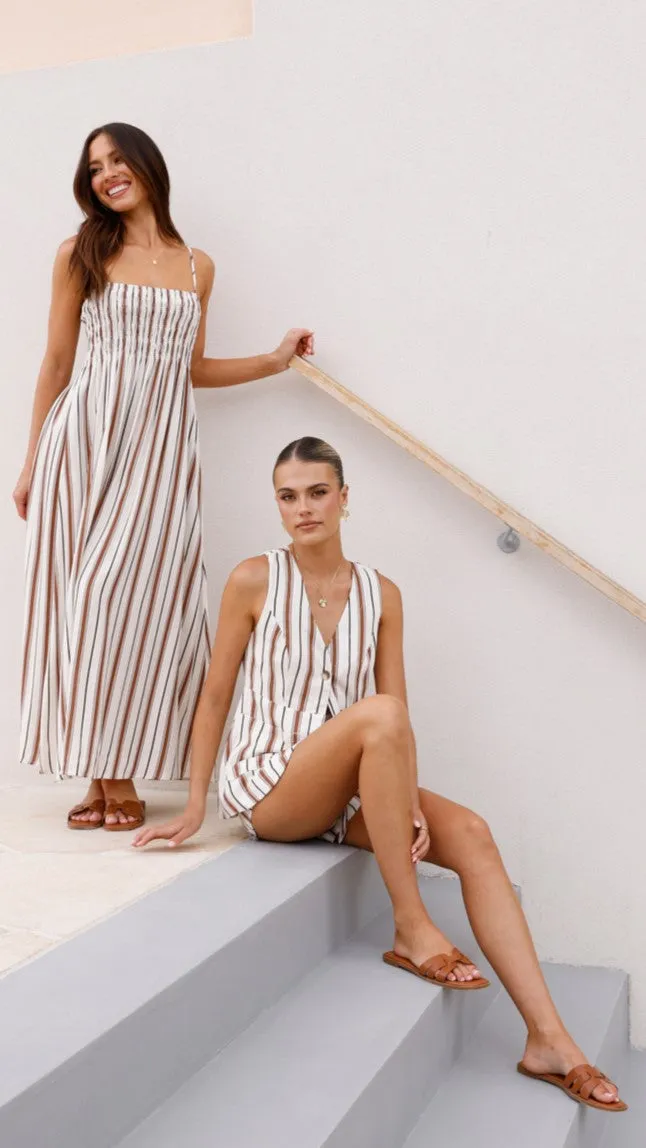 Varali Maxi Dress - Tan Stripe