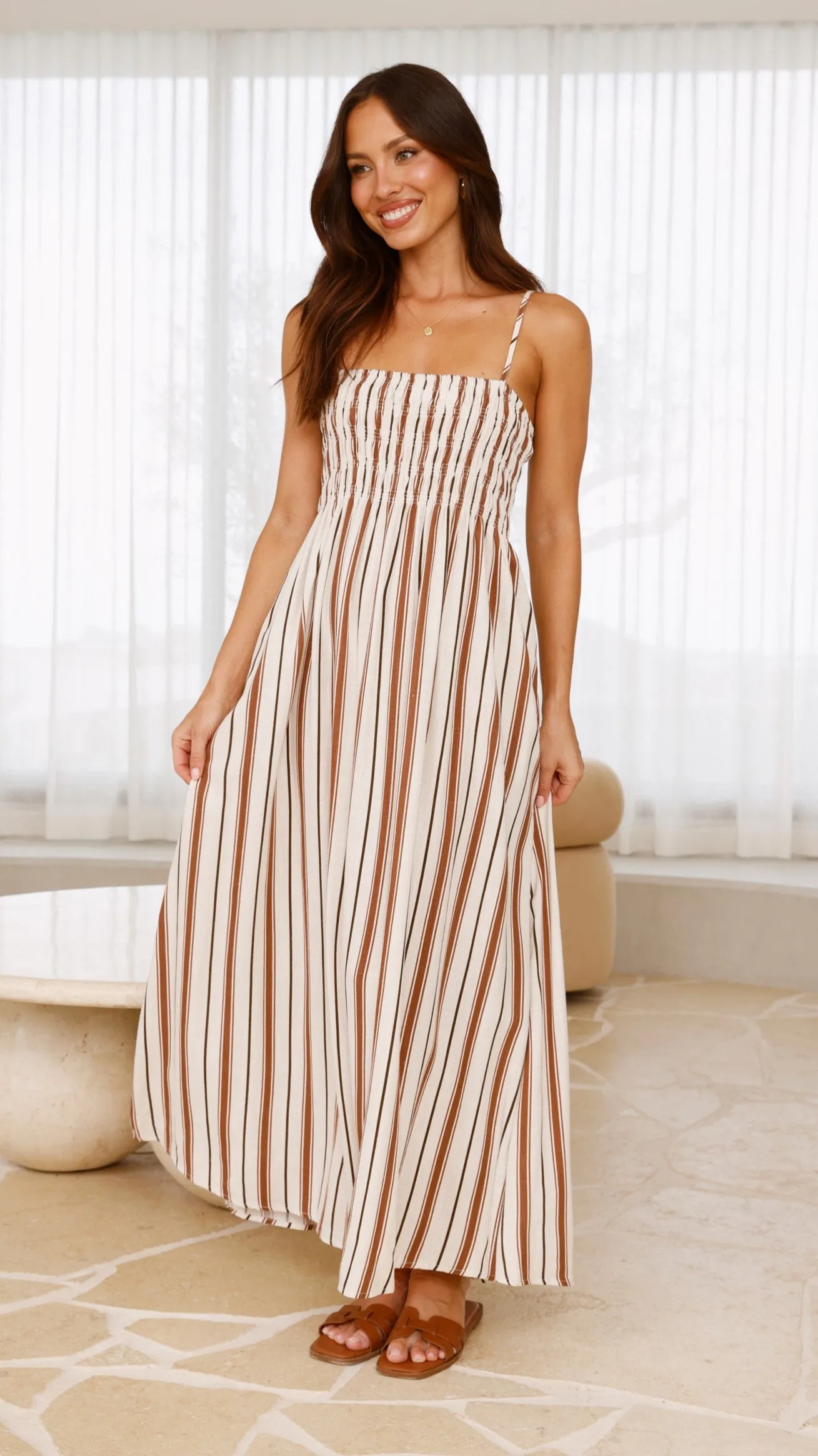 Varali Maxi Dress - Tan Stripe