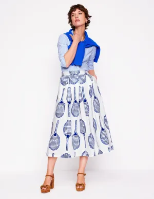 Verity Linen Midi Skirt-Ivory. Tennis