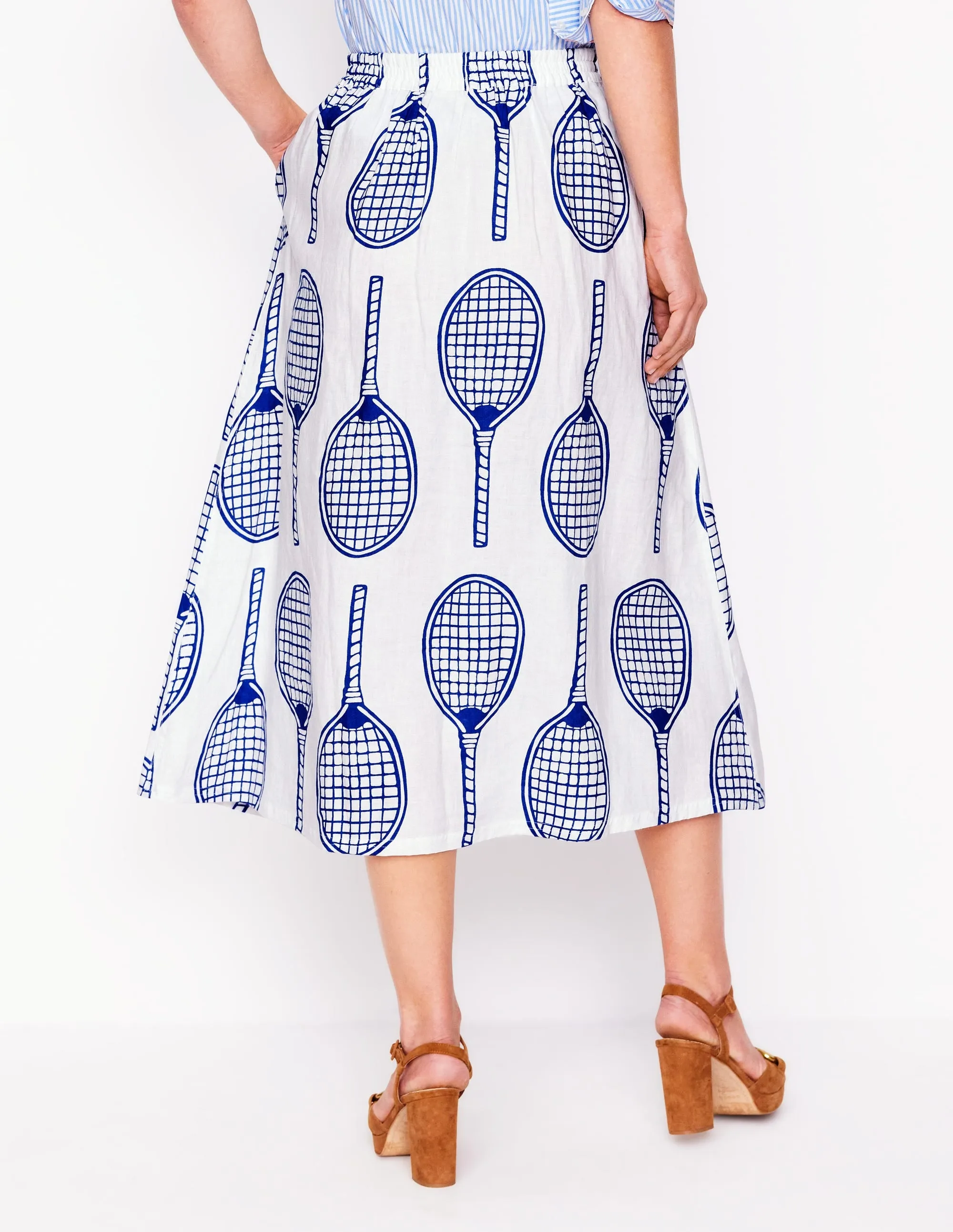 Verity Linen Midi Skirt-Ivory. Tennis