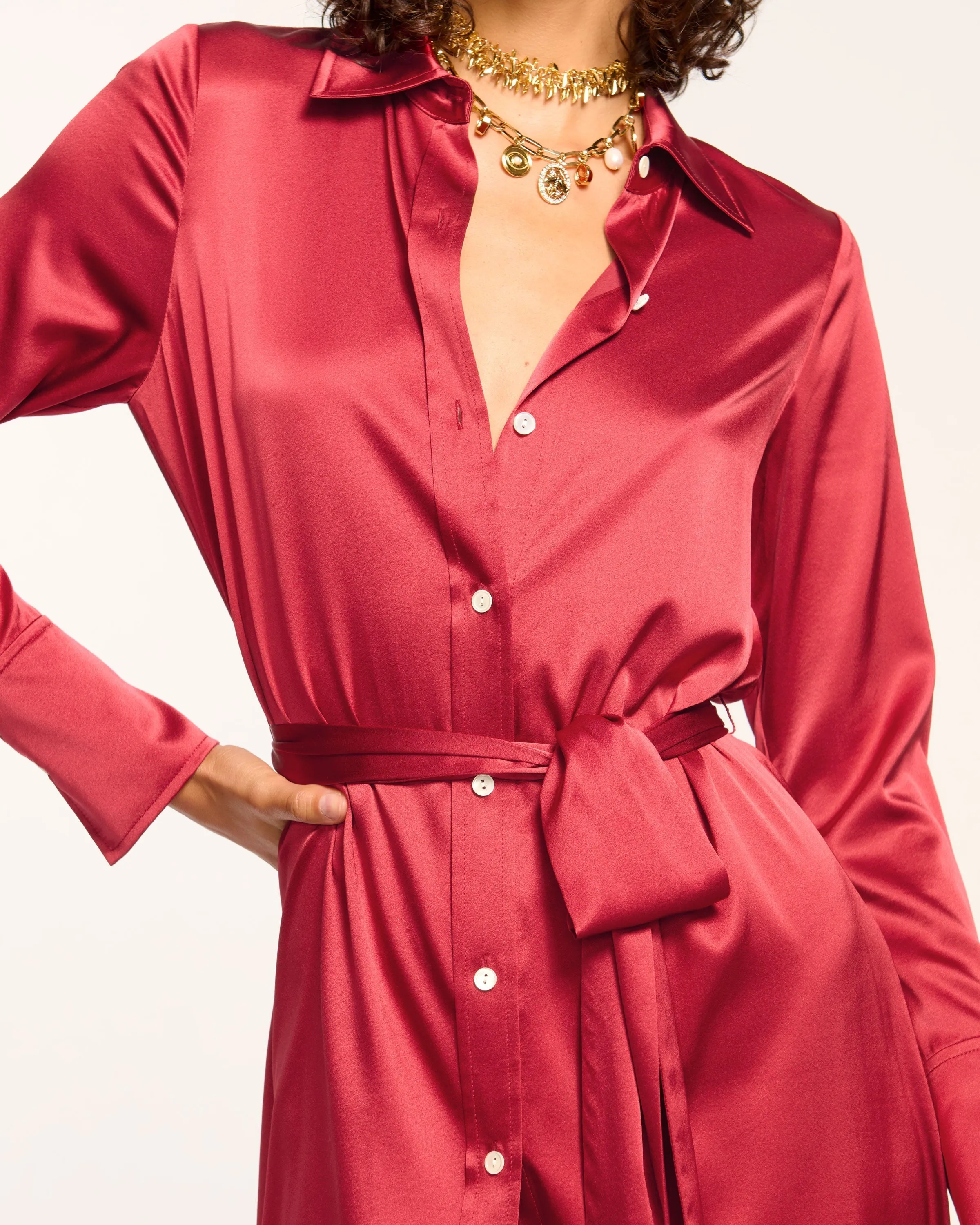 Victoria Silk Button Down Midi Dress