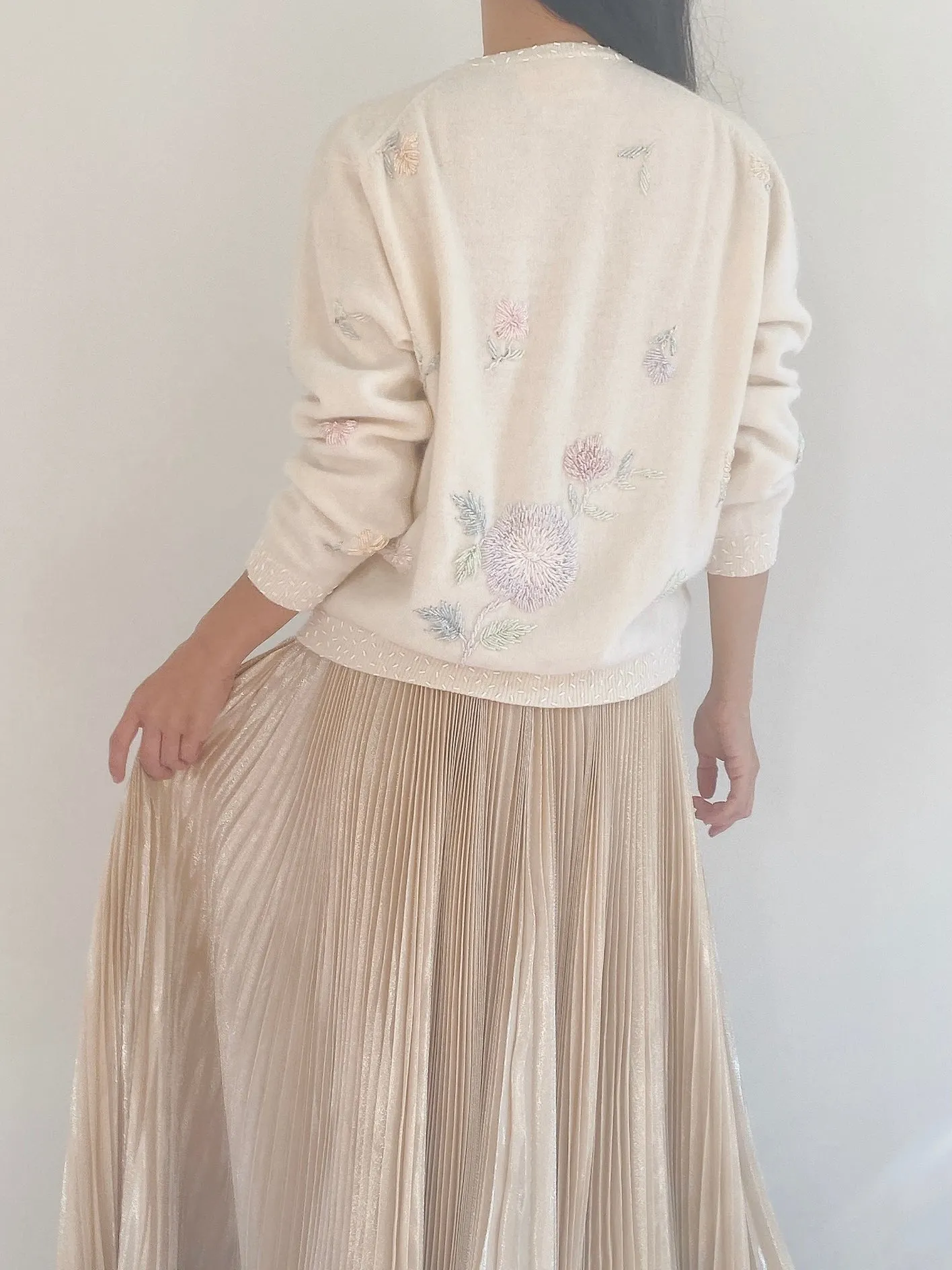 Vintage Angora Beaded Cardigan - S/M