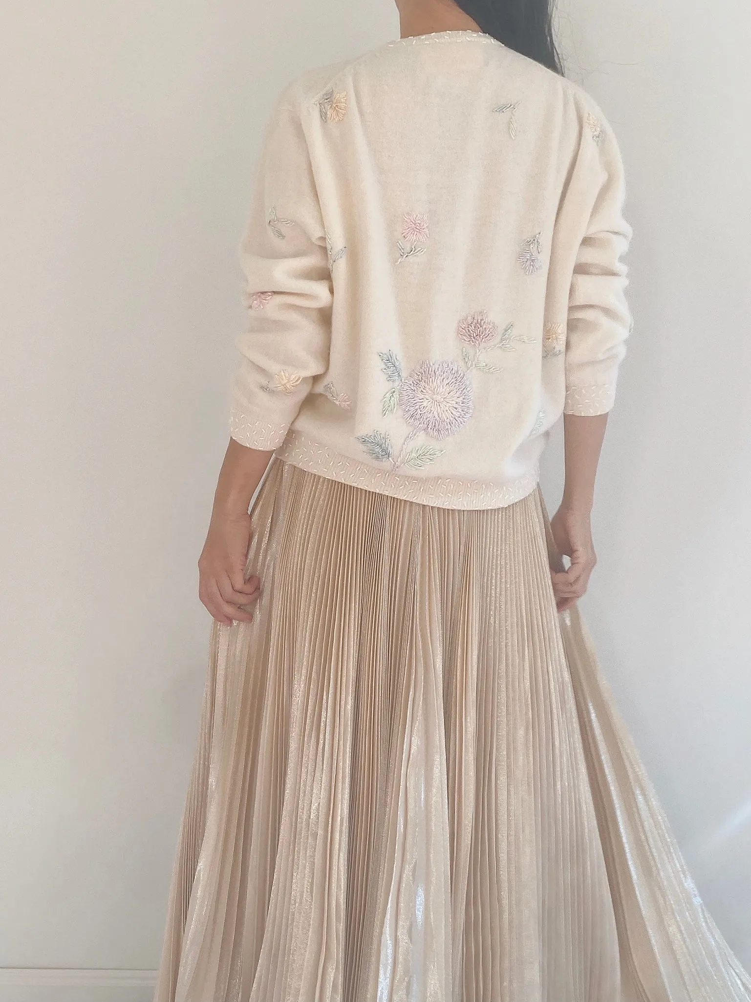 Vintage Angora Beaded Cardigan - S/M