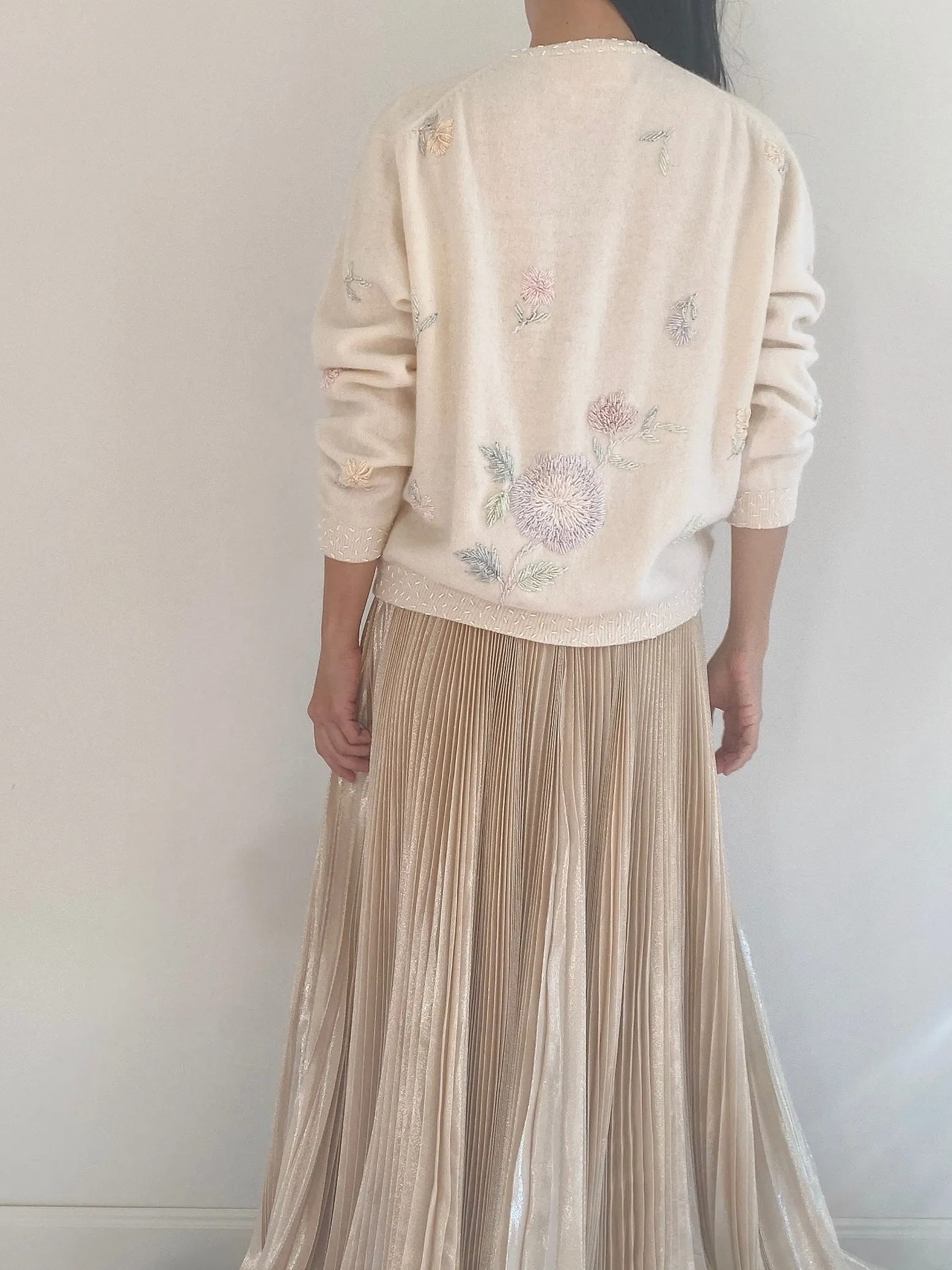 Vintage Angora Beaded Cardigan - S/M