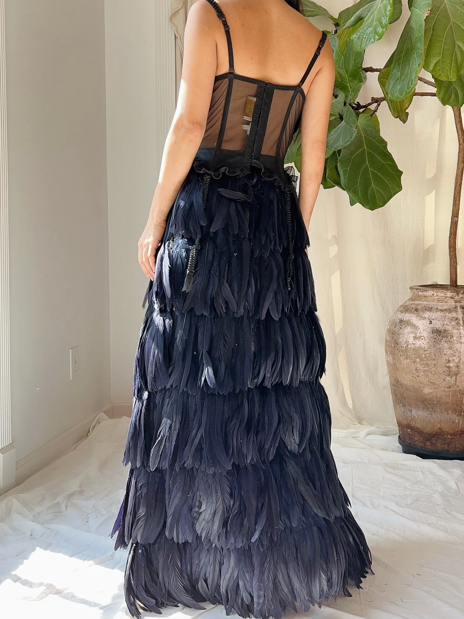 Vintage Black Feather Skirt - M/8