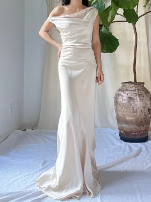 Vintage Champagne Silk Bias Cut Gown - S/M
