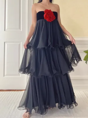 Vintage Chiffon Tiered Dress - XS