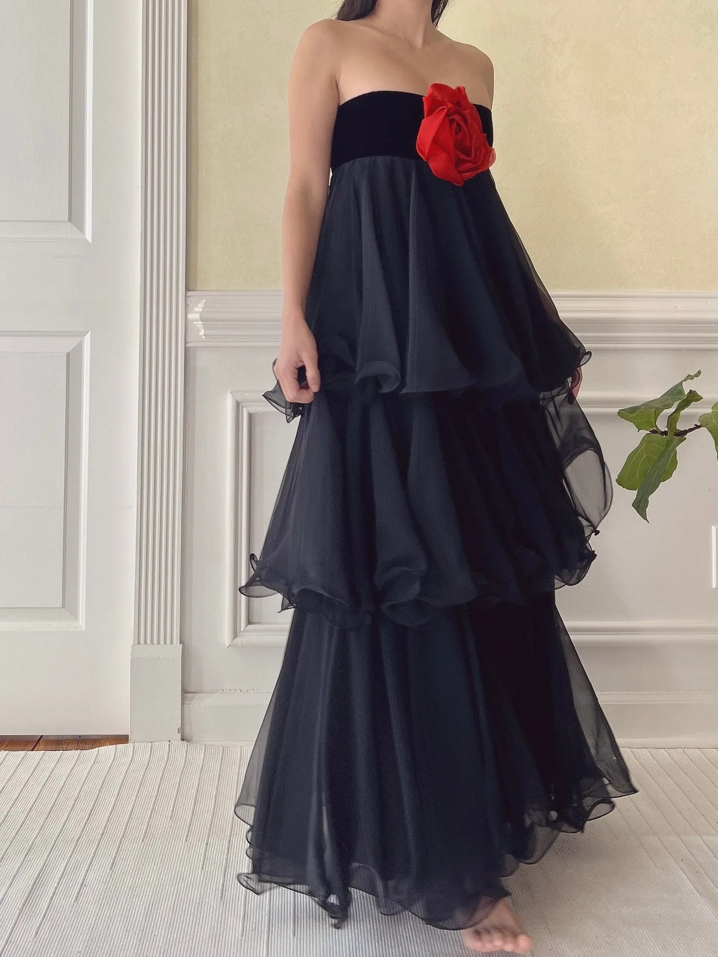 Vintage Chiffon Tiered Dress - XS
