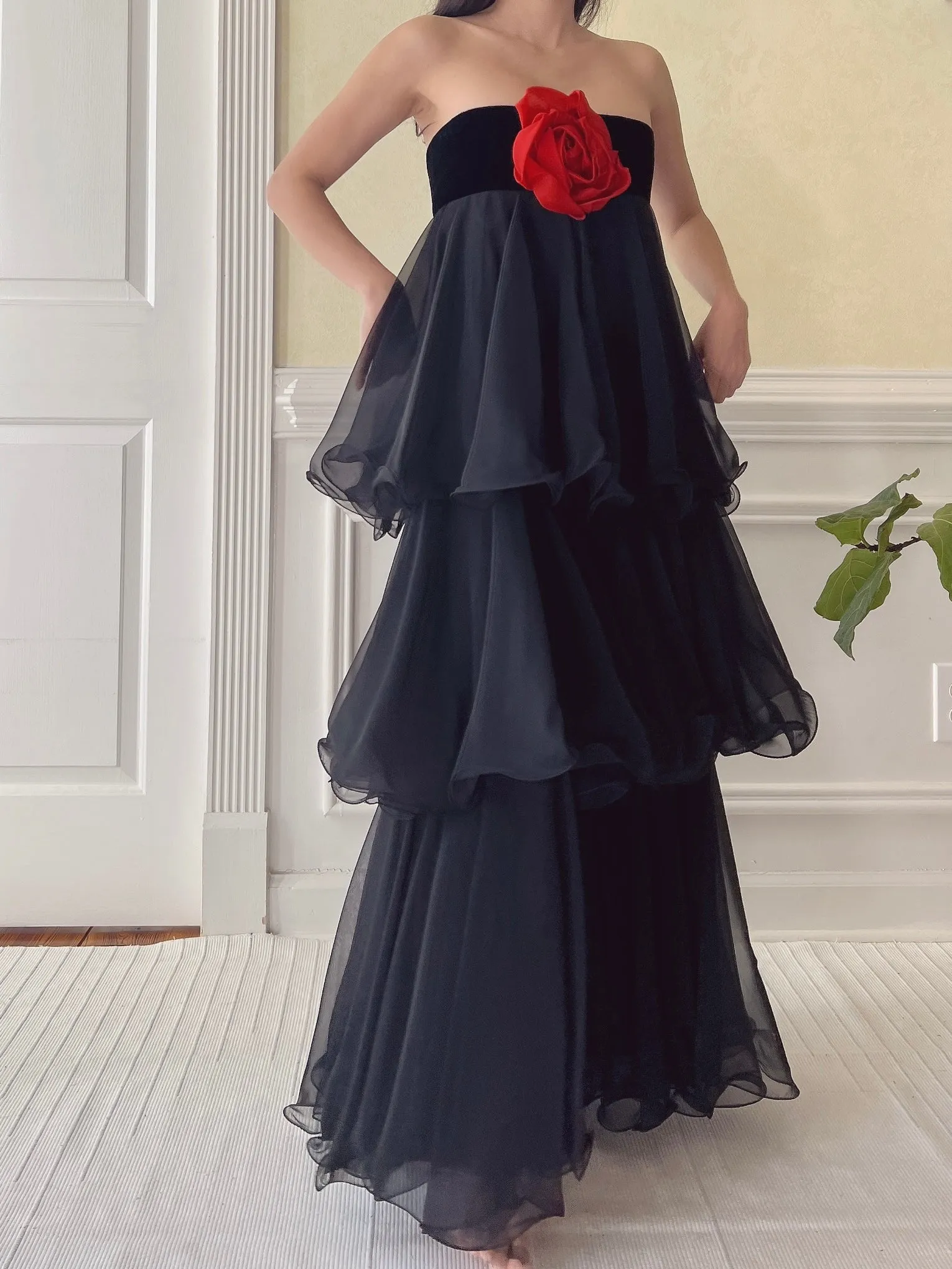 Vintage Chiffon Tiered Dress - XS