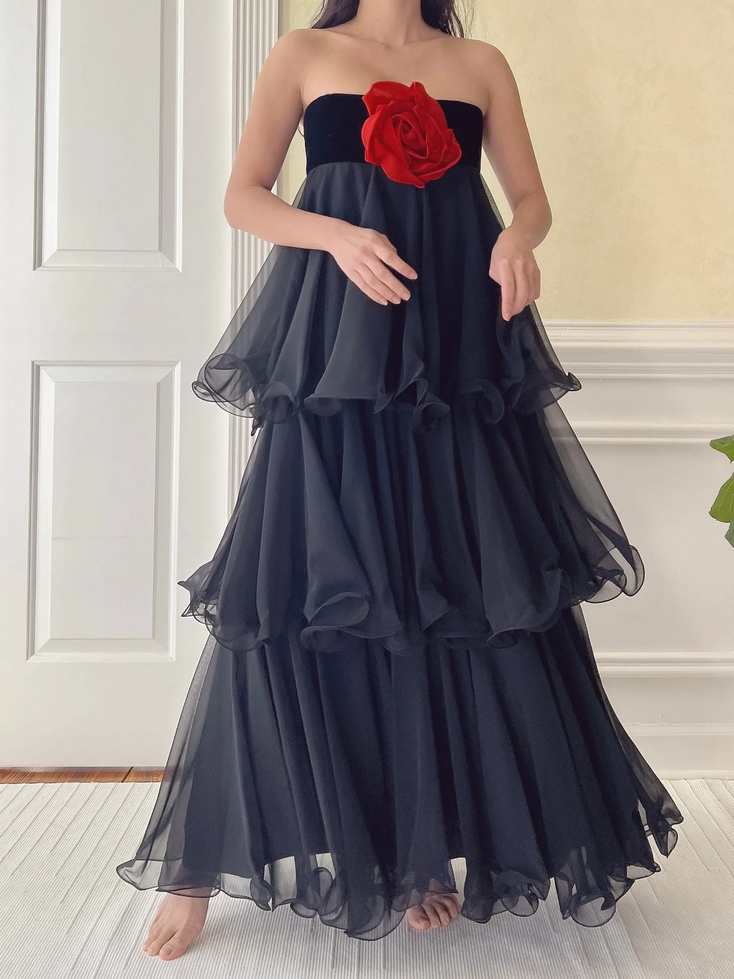 Vintage Chiffon Tiered Dress - XS